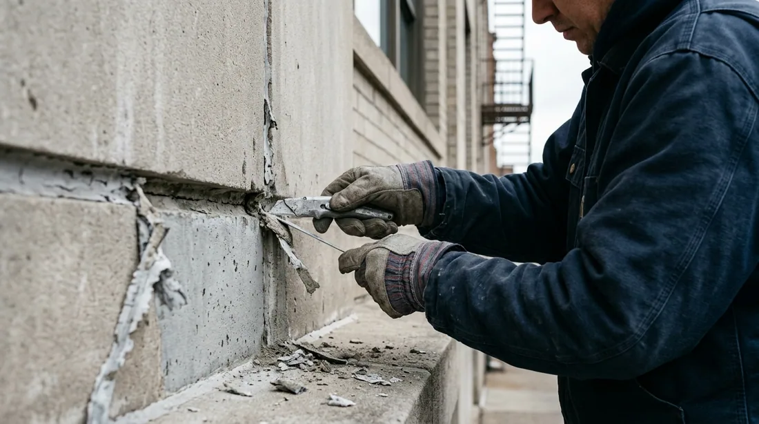 Existing sealant cut out to the substrate on both faces and the joint cleaned — Rockford, IL